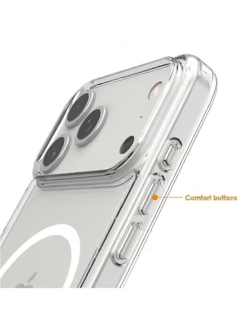 متجر سهل جراب MagSafe شفاف لهاتف iPhone 17 Pro - غطاء نحيف شفاف مقاوم للصدمات، جراب حماية مضاد للاصفرار - Image 3